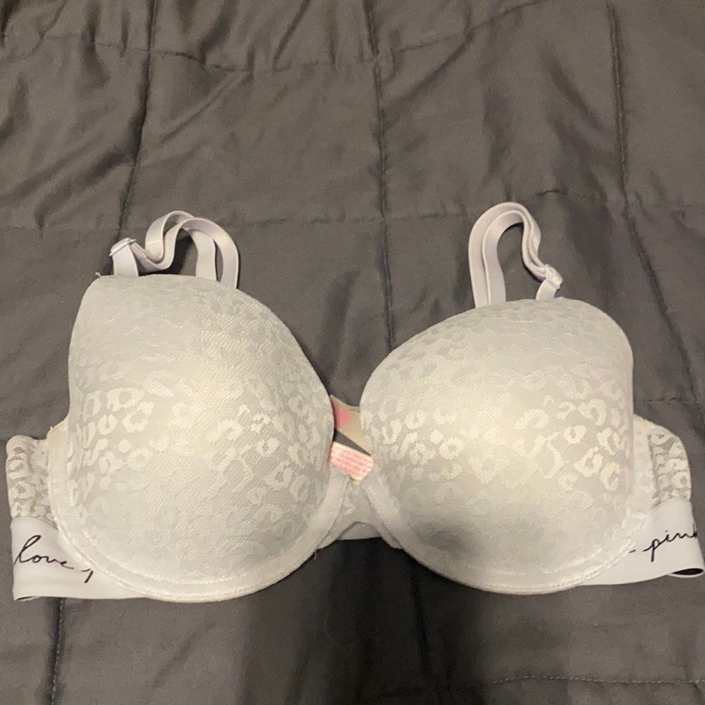 light blue lace leapord print bra